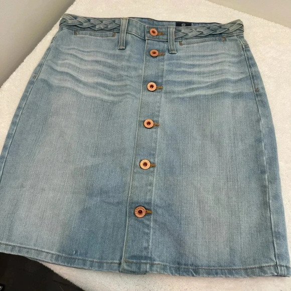 AG ADRIANO GOLDSCHMIED womens Lula braided light wash denim pencil skirt - Picture 4 of 12